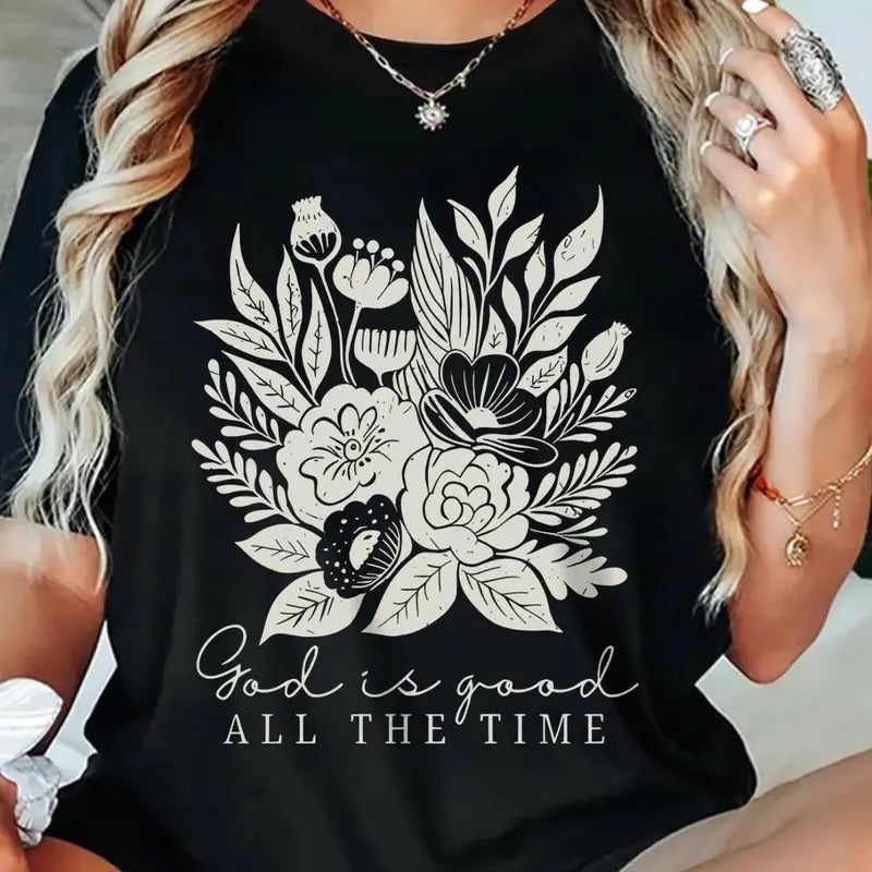 Women's Floral & Letter Print Round Neck Tee, Casual Short Sleeve T-shirt for Daily Wear, Ladies Summer Hoodie, Sweatshirt