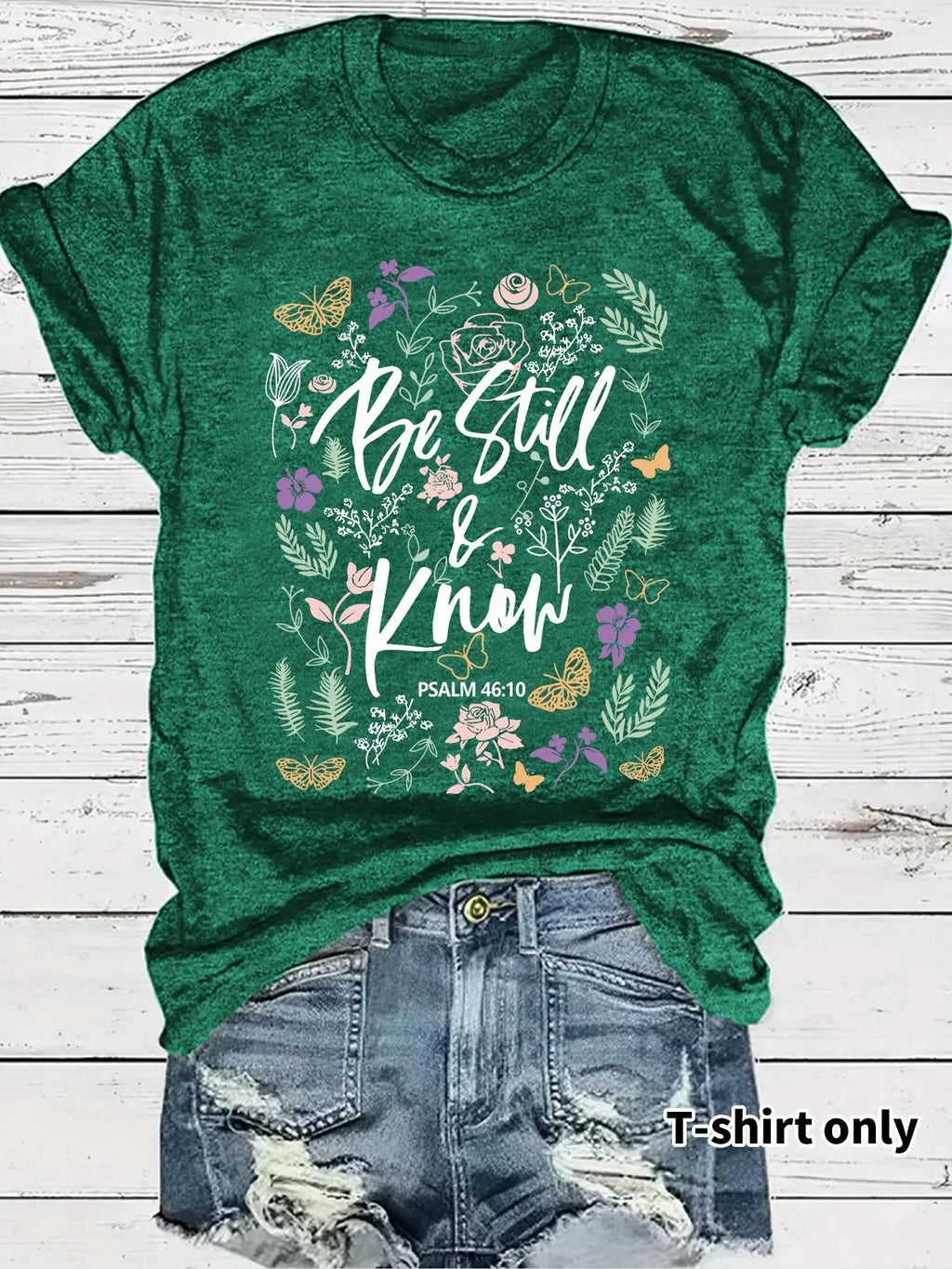 Women's Floral & Letter Print Round Neck Tee, Trendy Casual Crew Neck Short Sleeve T-shirt for Daily Wear, Ladies Summer...