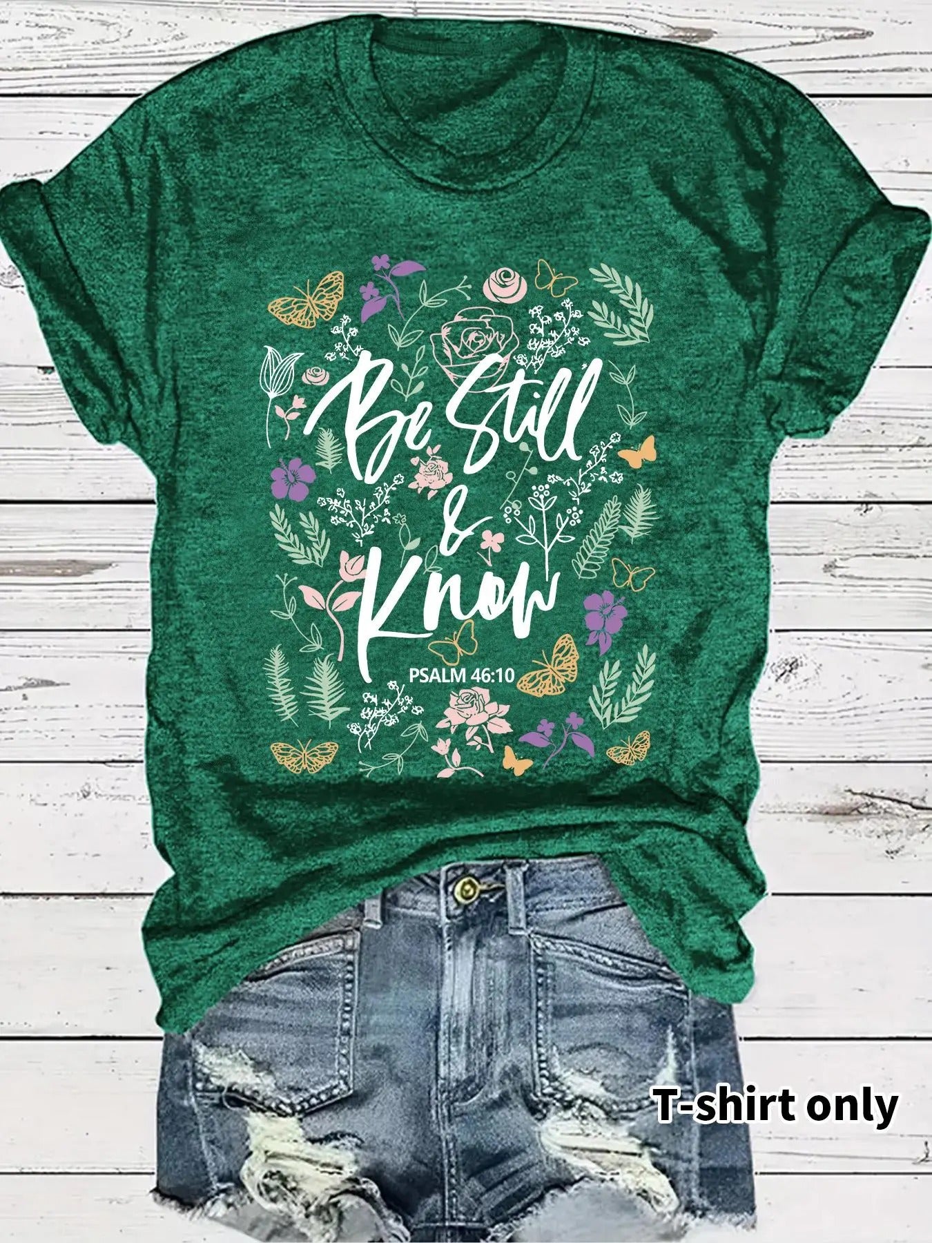 Women's Floral & Letter Print Round Neck Tee, Trendy Casual Crew Neck Short Sleeve T-shirt for Daily Wear, Ladies Summer...