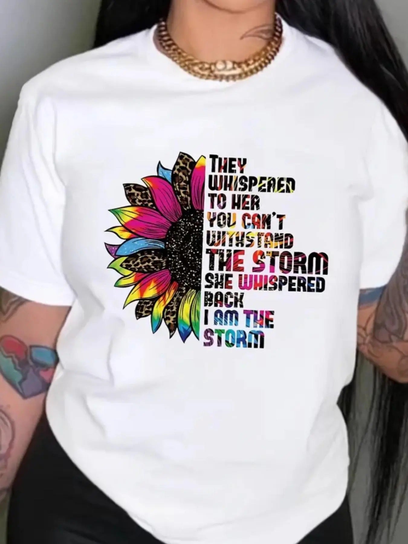 Women's Floral & Letter Print Short Sleeve Round Neck Tee, Fashion Casual Crew Neck T-shirt for Daily Holiday Vacation...