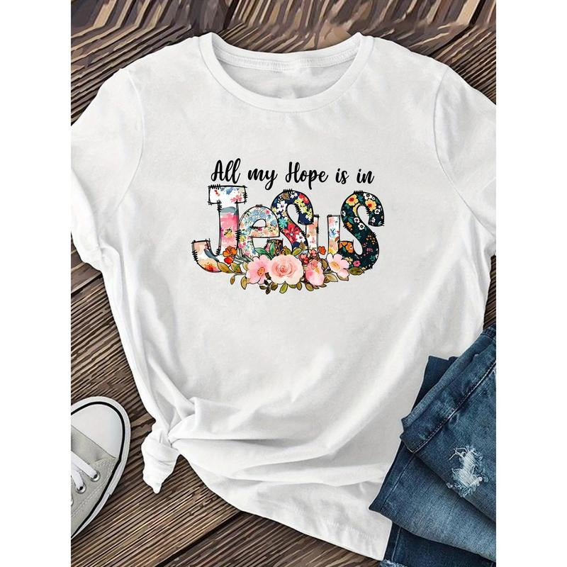 Women's Floral "All My Hope is in Jesus" Graphic T-Shirt