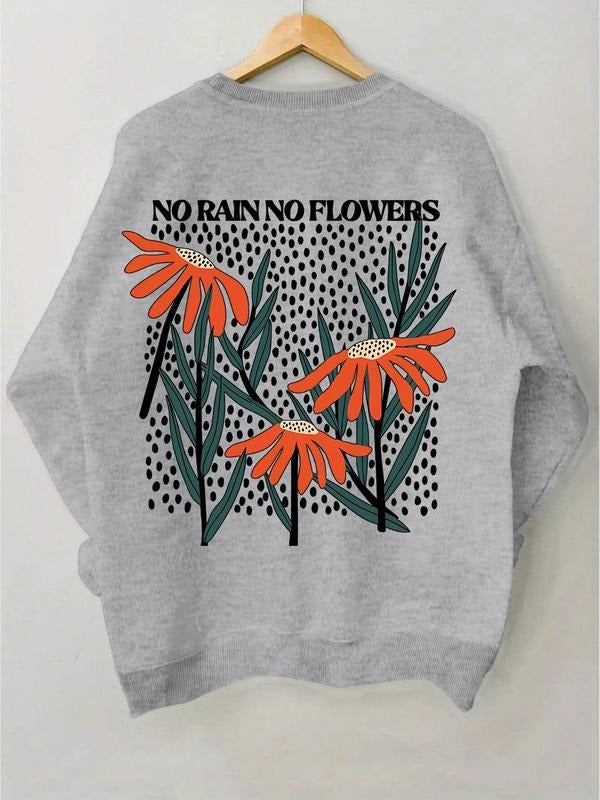 Women's Floral Print Drop Shoulder Sweatshirt, Casual Long Sleeve Round Neck Pullover for Fall & Winter, Women's Clothes...