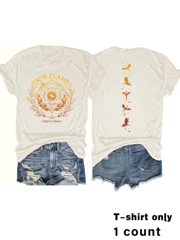 Women's Floral Print Round Neck Tee, Vintage Trendy Casual Short Sleeve T-shirt for Daily Wear, Ladies Summer, Top style...