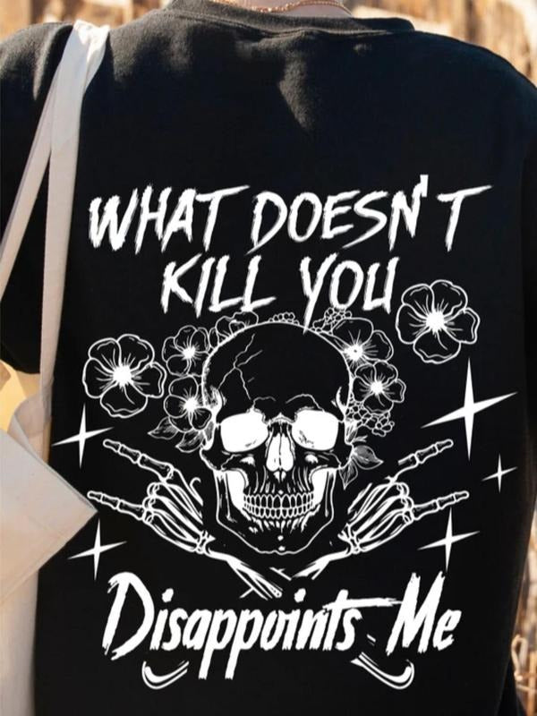 Women's Floral Skull Print Sweatshirt, Casual Long Sleeve Pullover for Fall & Winter, Women's Clothes for Daily Wear,...