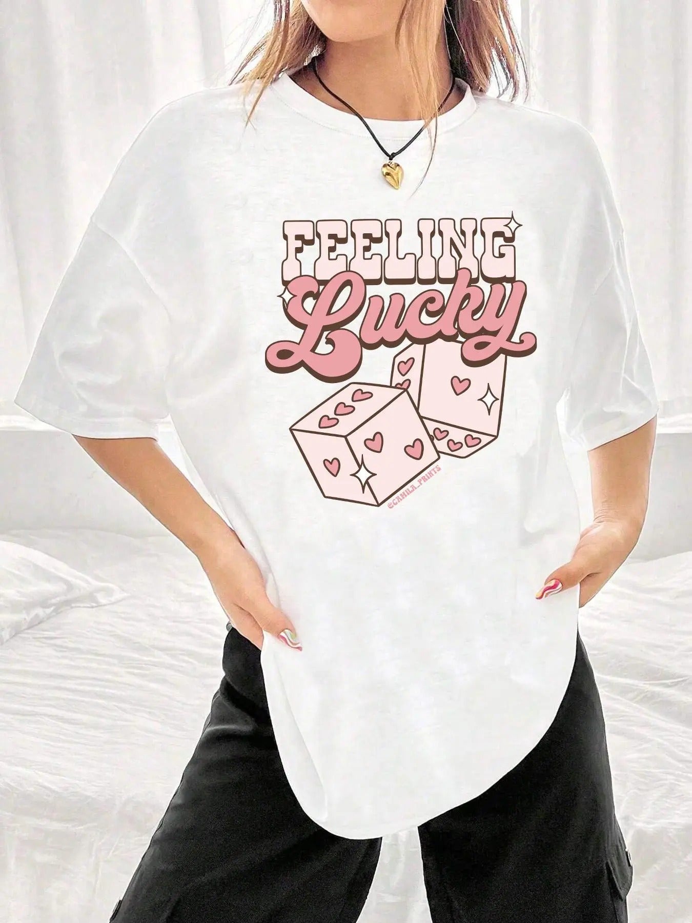 Women's Geometric & Letter Print Round Neck Tee, Trendy Casual Drop Shoulder Half Sleeve T-shirt for Daily Wear, Ladies...