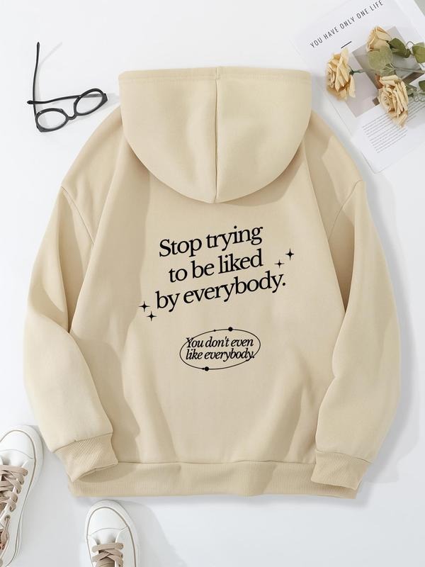 Women's Graphic & Letter Print Drawstring Pocket Hoodie, Casual Long Sleeve Hooded Sweatshirt for Fall & Winter, Fashion...