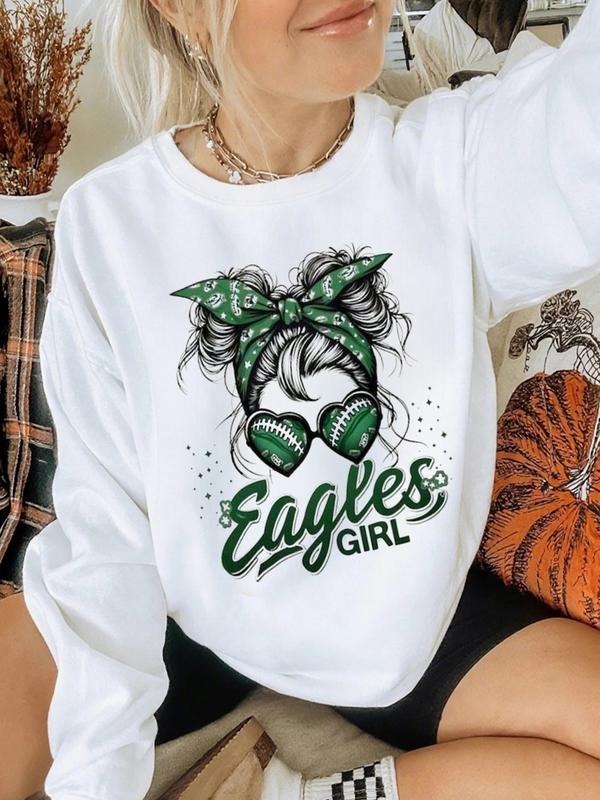 Women's Graphic Crew Neck Pullover Sweatshirt, Loose-Fit Casual Winter Wear, Heart Pattern Kint Fabric, Perfect for...