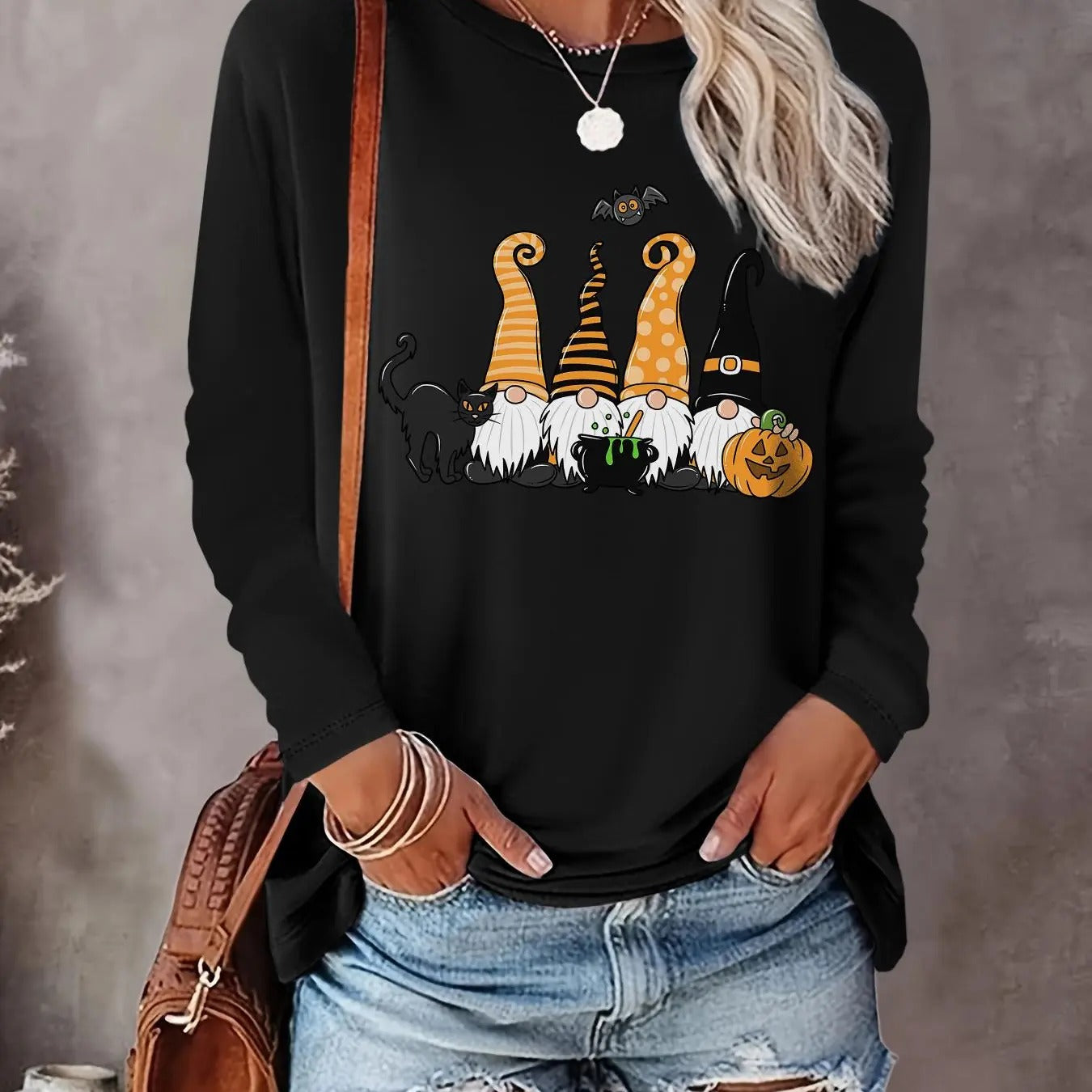 Women's Graphic Print  Drop Shoulder T-shirt, Casual Long Sleeve Round Neck Tee for Daily Wear, Ladies Clothes for All...