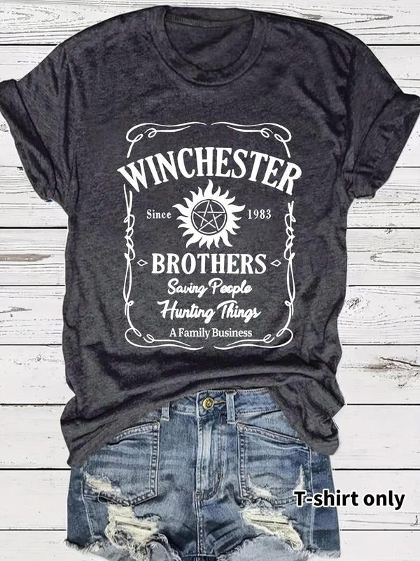 Women's Graphic Print Round Neck Tee, Casual Short Sleeve Crew Neck T-shirt for Summer, Fashion Women's Top for Daily...