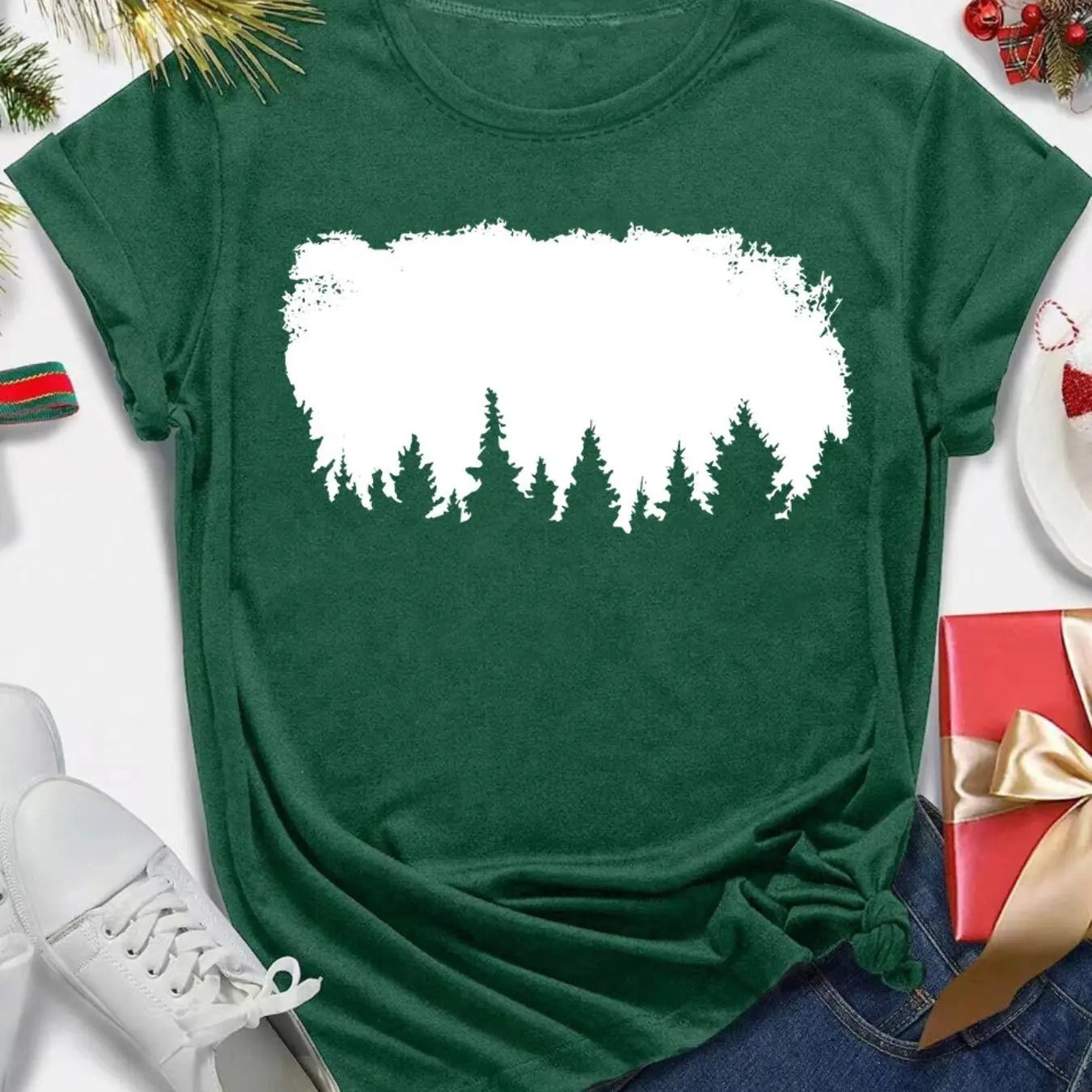 Women's Graphic Round Neck Tee, Casual Short Sleeve Crew Neck T-shirt for All Seasons, Fashion Women's Top for Daily Wear...