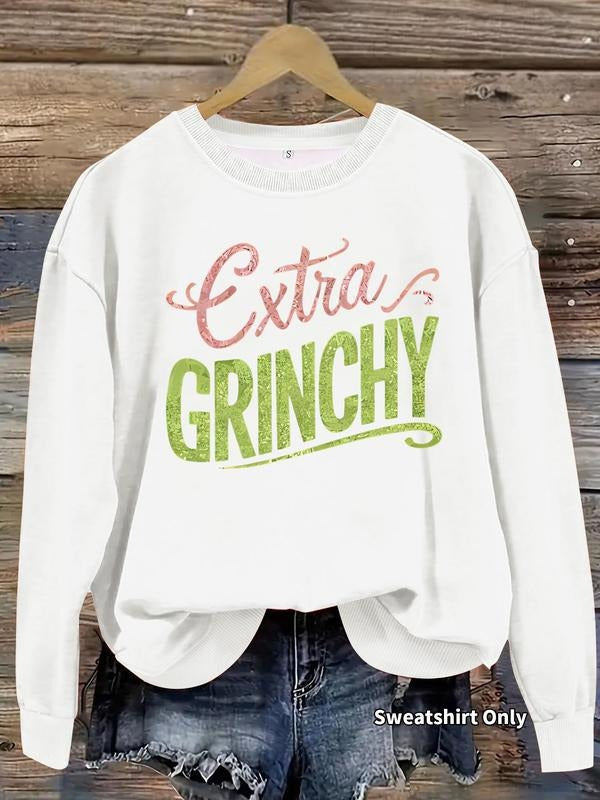 Women's Greenchy Print Crew Neck Sweatshirt, Casual Long Sleeve Pullover for Daily Wear, Ladies Clothes for Fall &...