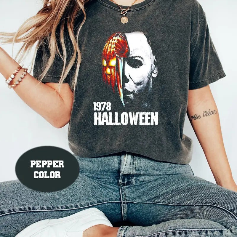 Michael Myers Shirt Men's/Women's Halloween Comfort Colors Shirt, Horror Movie Shirts Halloween Scary Horror Slasher...