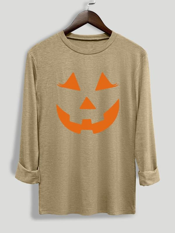 Women's Halloween Print Long Sleeve Round Neck Tee, Casual Crew Neck T-shirt for Daily Wear, Ladies Clothing for All...