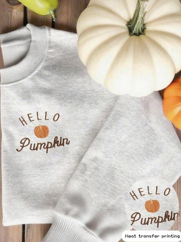 Women's Halloween Pumpkin Print Hoodie, Casual Fitted Round Neck Sweatshirt, Thick Fabric Fall & Winter Fashion,...