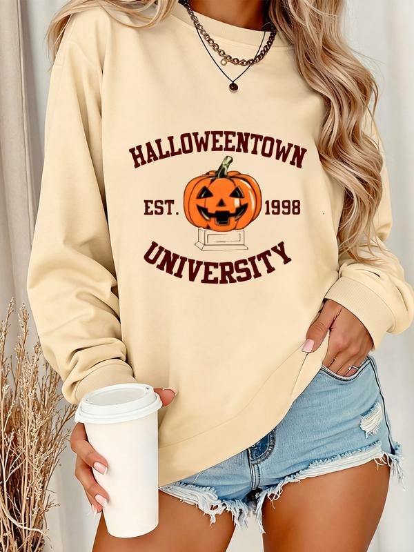 Women's Halloween Pumpkin Print Hoodie, Casual Loose Fit Pullover Sweatshirt, Fall & Winter Fashion, Ladies Long Sleeve...