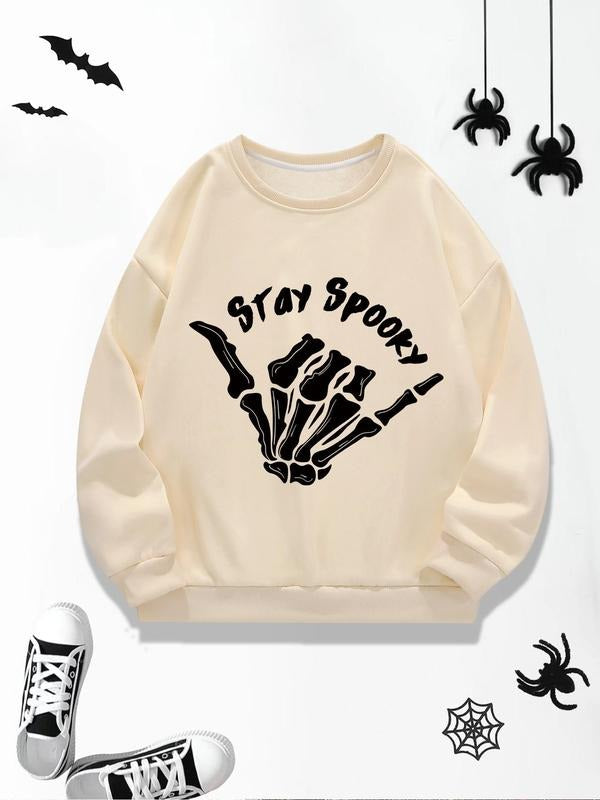 Women's Halloween Themed Sweatshirt, Casual Letter Graphic Drop Shoulder Long Sleeve Pullover, Women's Fall & Winter...