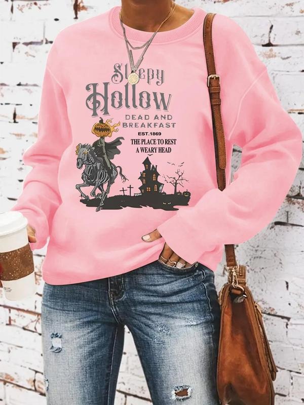 Women's Halloween Themed Sweatshirt, Casual Long Sleeve Pullover for Daily Wear, Women's Clothes for Fall & Winter...