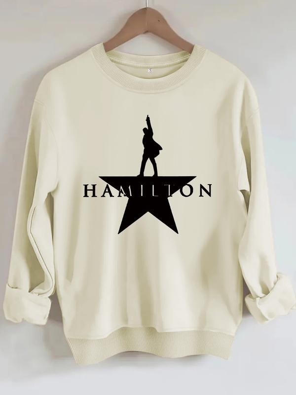 Women's Hamilton Music Graphic Sweatshirt, Round Neck Pullover, Comfortable Fall & Winter Sportswear, Casual Daily Wear...