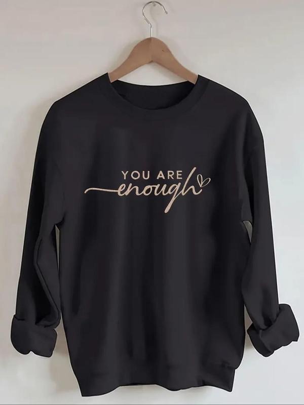 Women's Heart & Letter Print Drop Shoulder Sweatshirt, Casual Long Sleeve Round Neck Pullover for Fall & Winter, Women's...