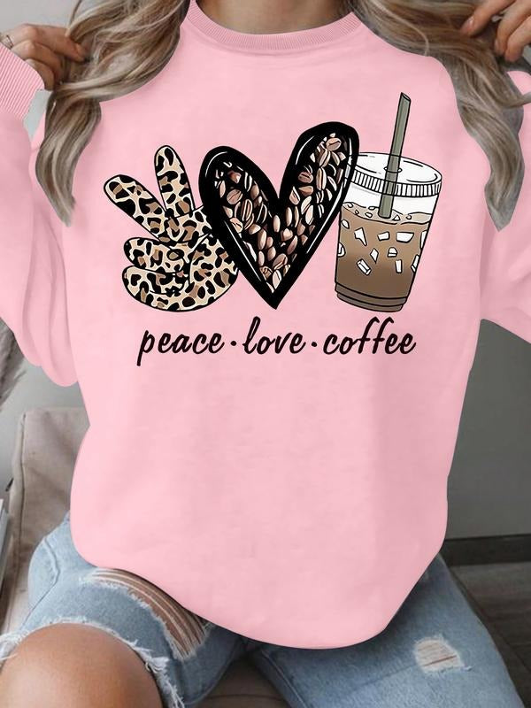 Women's Heart Print Valentine's Day Sweatshirt, Casual Polyester Pullover, Round Neck, Long Sleeve, Holiday Design, Knit...