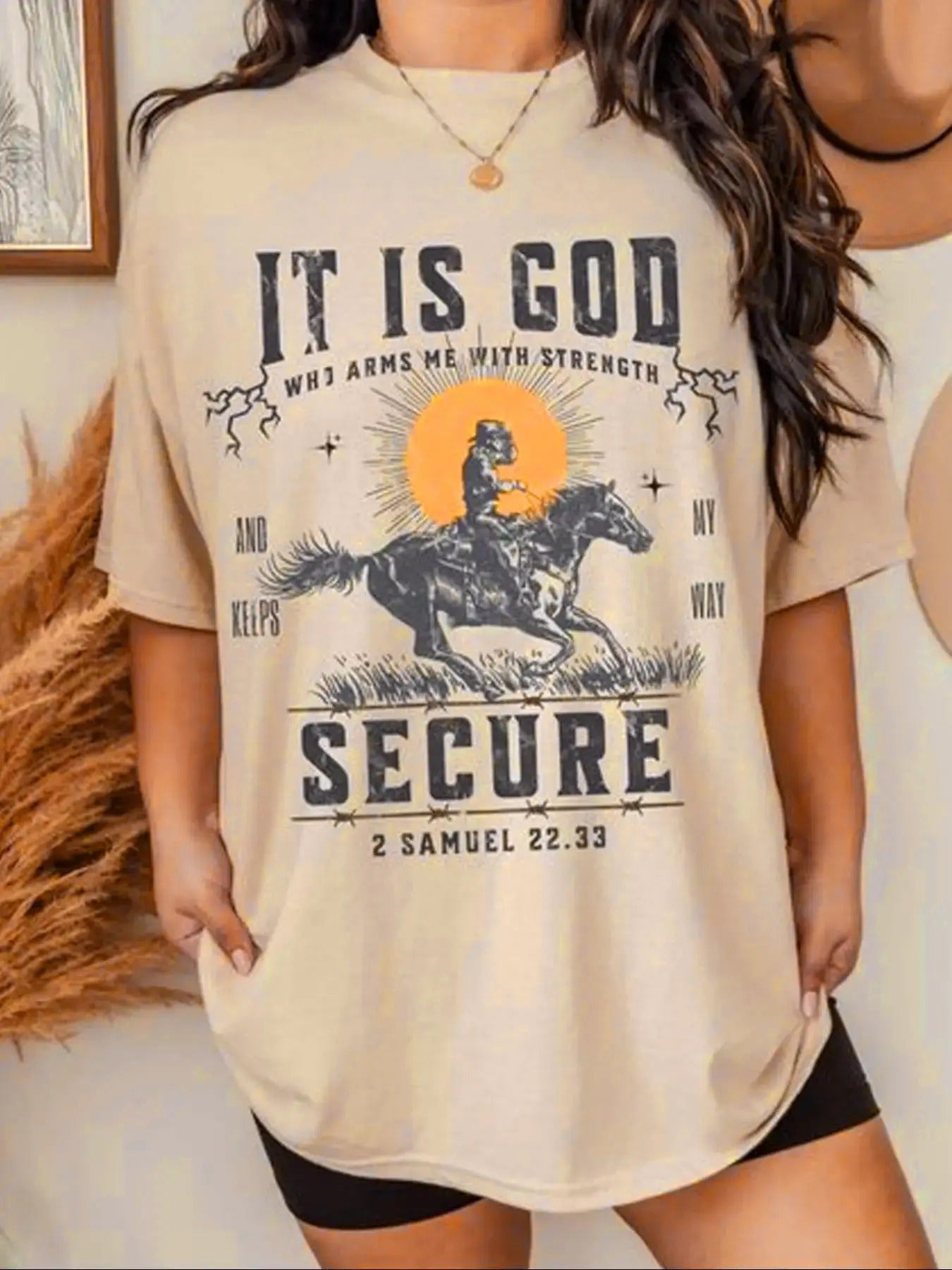 Women's Horse Print & Letter Print Round Neck Tee, Trendy Casual Drop Shoulder Half Sleeve T-shirt for Daily Wear, Ladies...