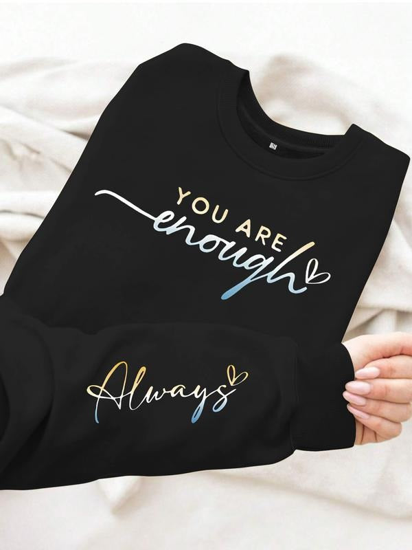 Women's Inspirational Print Casual Round Neck Sweatshirt, Soft Pullover, Fall & Winter Essential, Comfortable Fabric...