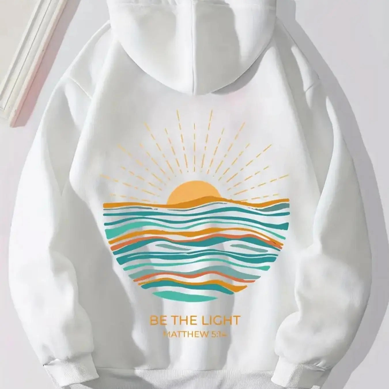 Women's Landscape & Letter Print Drawstring Pocket Hoodie, Casual Long Sleeve Hooded Sweatshirt for Fall & Winter,...