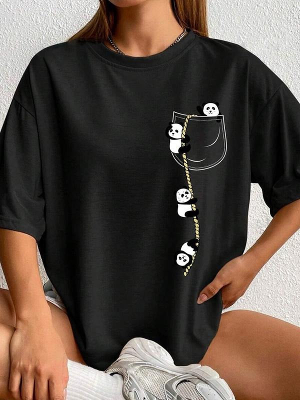 Women's Lemon & Letter Print Round Neck Tee, Casual Short Sleeve Crew Neck T-shirt for Summer, Fashion Women's Top for...