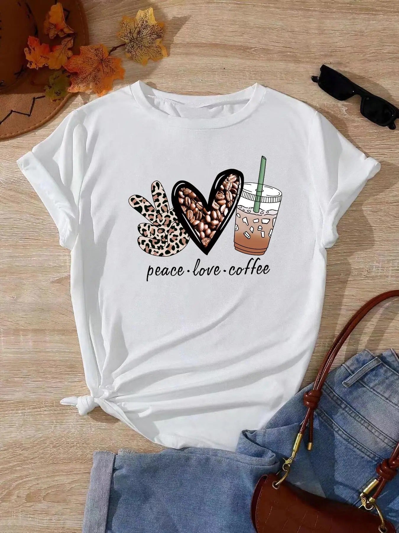 Women's Leopard Cartoon Graphic Print Round Neck Tee, Fashion Casual Short Sleeve T-shirt, Ladies Summer Clothes for...