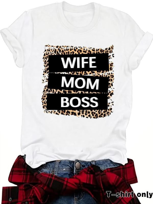 Women's Leopard Print Round Neck Graphic Tee, Vintage Trendy Casual Short Sleeve T-shirt for Daily Wear, Ladies Summer...