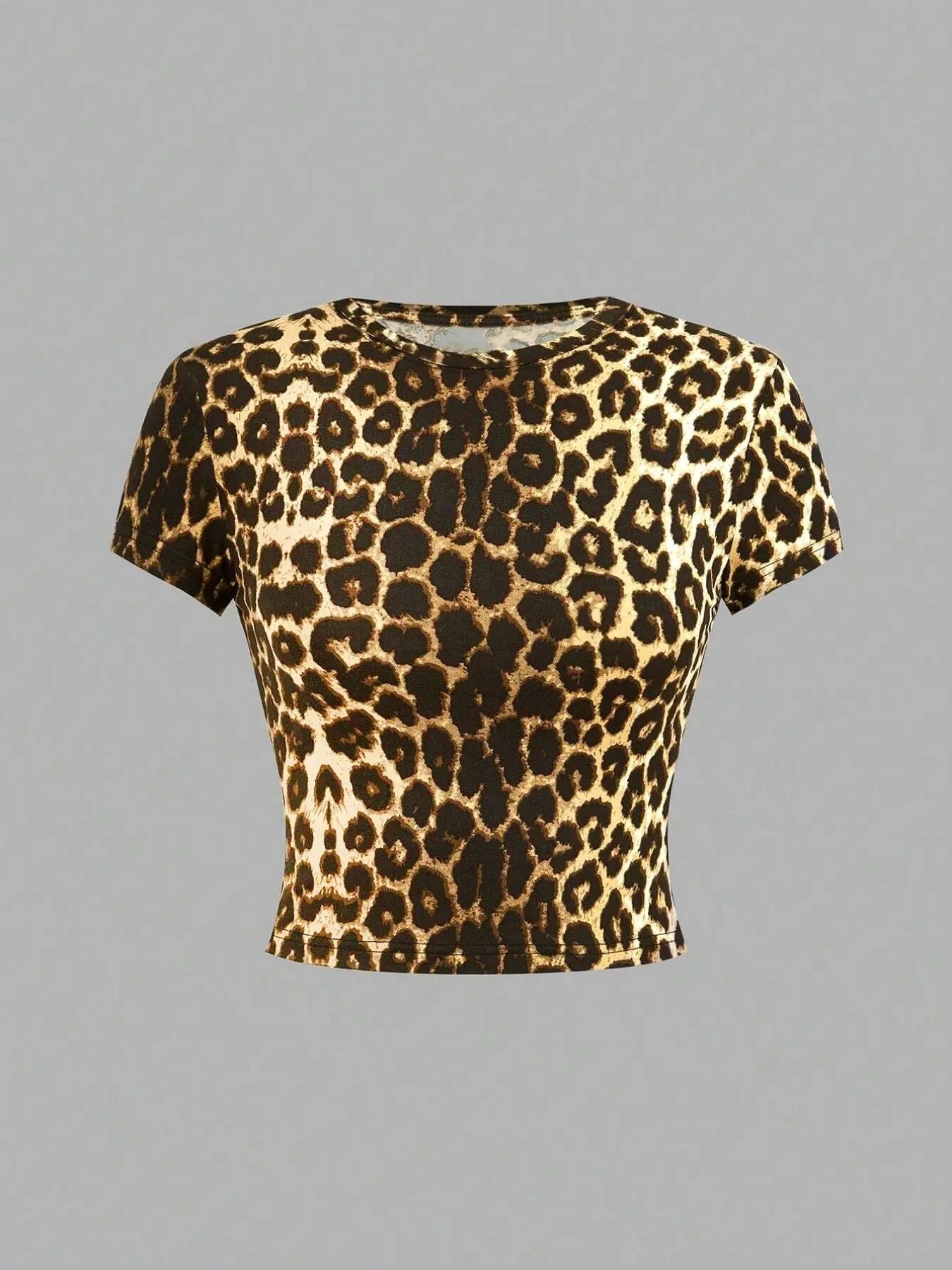 Women's Leopard Print Round Neck Tee, Fashion Casual Crew Neck T-shirt for Daily Holiday Vacation Outdoor Wear, Women...
