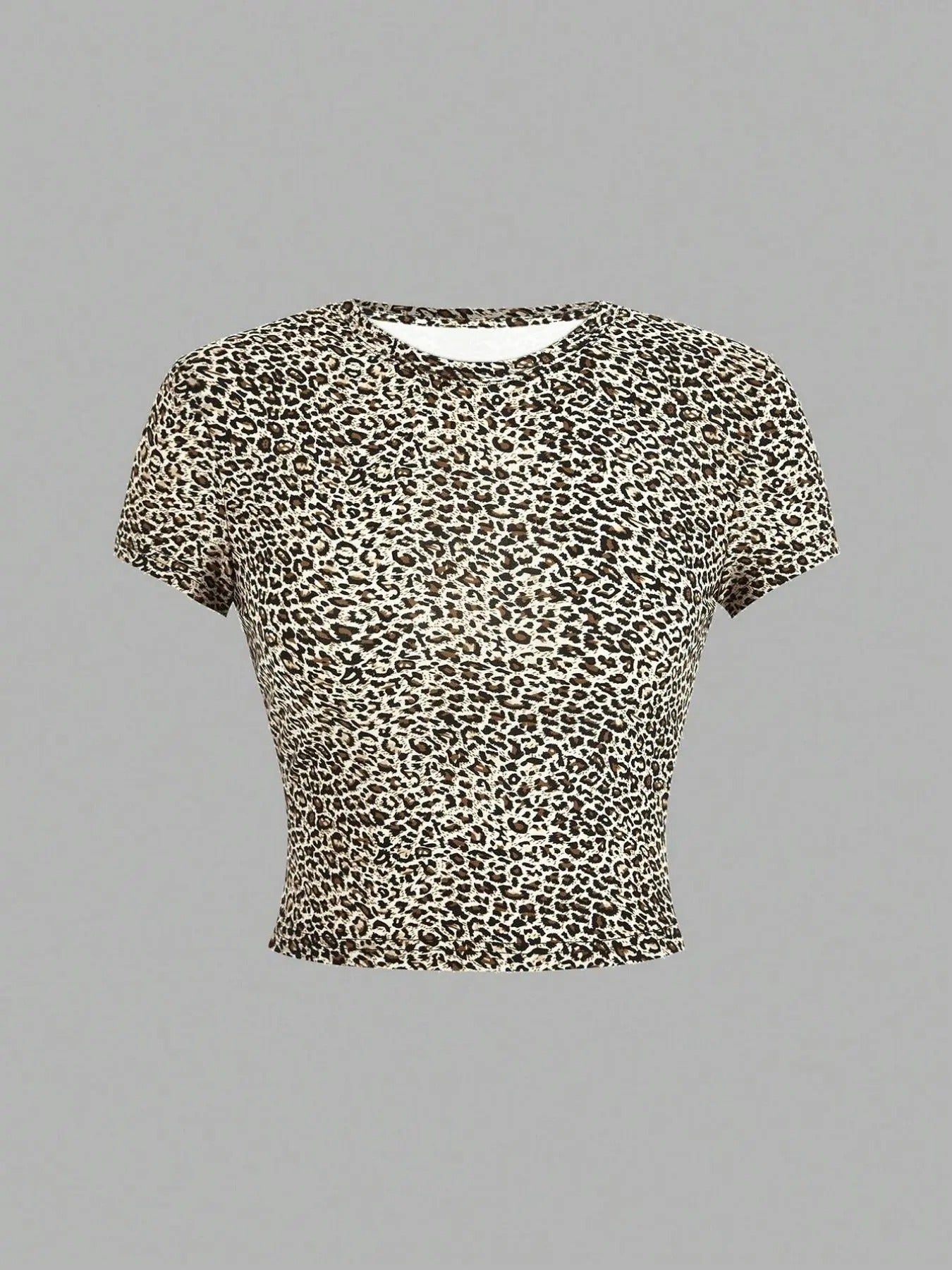 Women's Leopard Print Round Neck Tee, Fashion Casual Crew Neck T-shirt for Daily Holiday Vacation Outdoor Wear, Women...