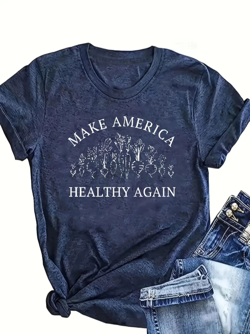 Women's Letter & Carrot Print Round Neck Tee, Trendy Casual Short Sleeve T-Shirt for Daily Wear, Ladies All Seasons...