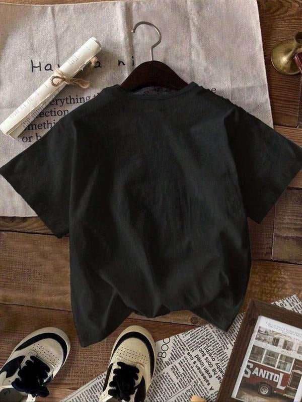 Women's Letter & Coffee Print Round Neck Tee, Trendy Casual Crew Neck Short Sleeve T-shirt For Daily Wear, Ladies Summer...