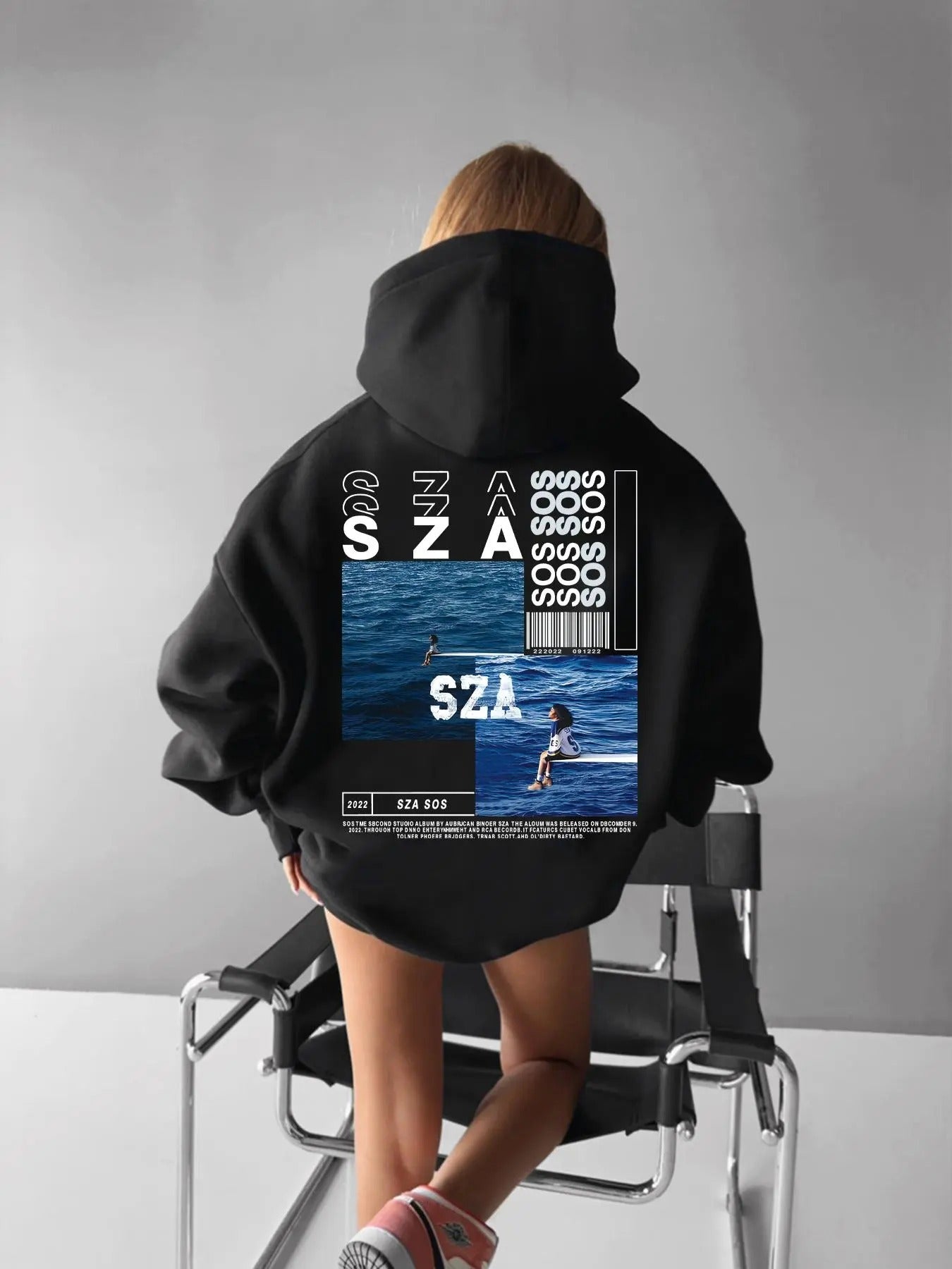 Women's Letter & Figure Print Drop Shoulder Hoodie, Fashion Casual Drawstring Pocket Hooded Sweatshirt for Daily Holiday...