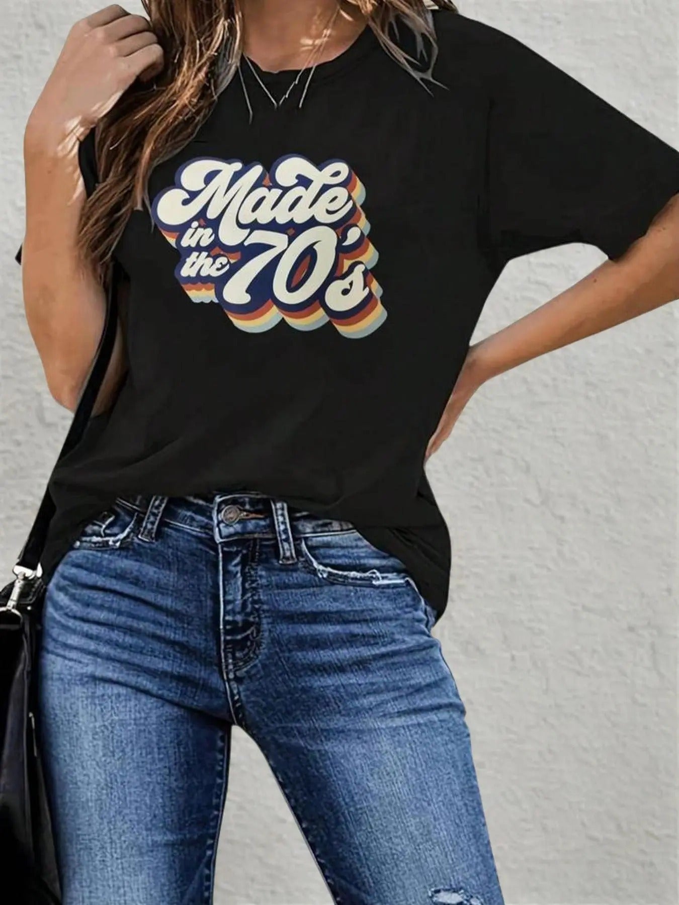 Women's Letter & Figure Print Round Neck Graphic Tee, Fashion Casual Short Sleeve Crew Neck T-Shirt for Daily Wear,...