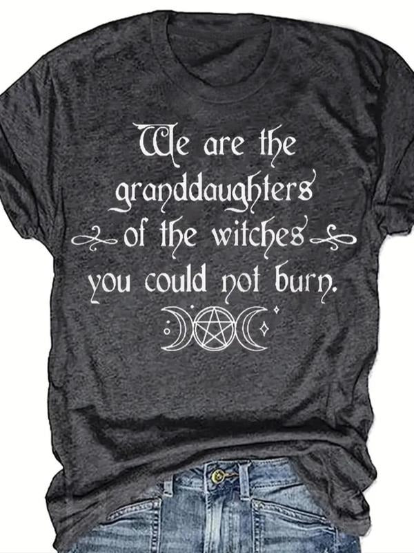 Women's Letter & Galaxy Print Round Neck Tee, Casual Short Sleeve Crew Neck T-Shirt for Summer, Fashion Women's Top for...