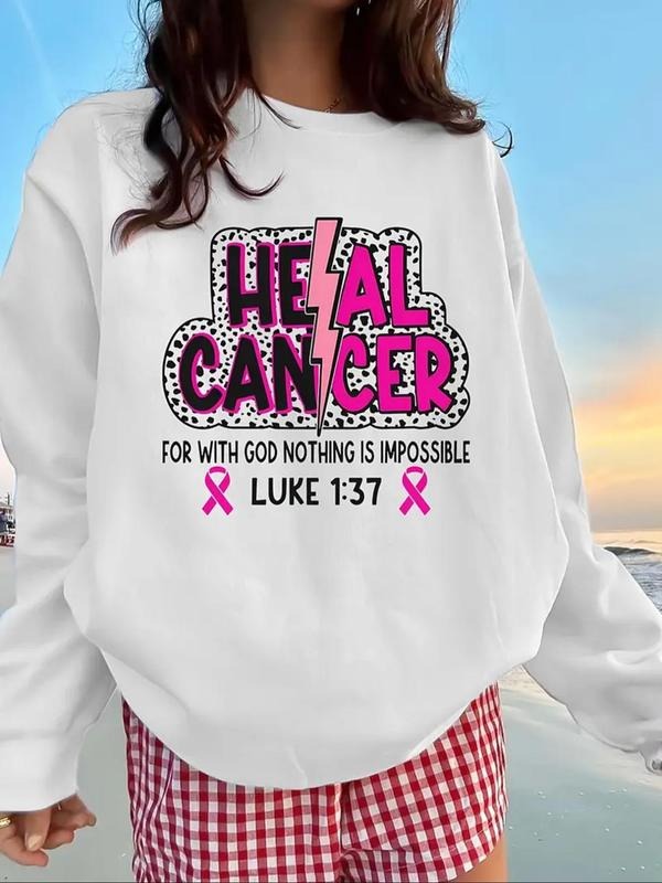 Women's Letter & Graphic Print Drop Shoulder Sweatshirt, Casual Long Sleeve Round Neck Pullover for Fall & Winter, Ladies...
