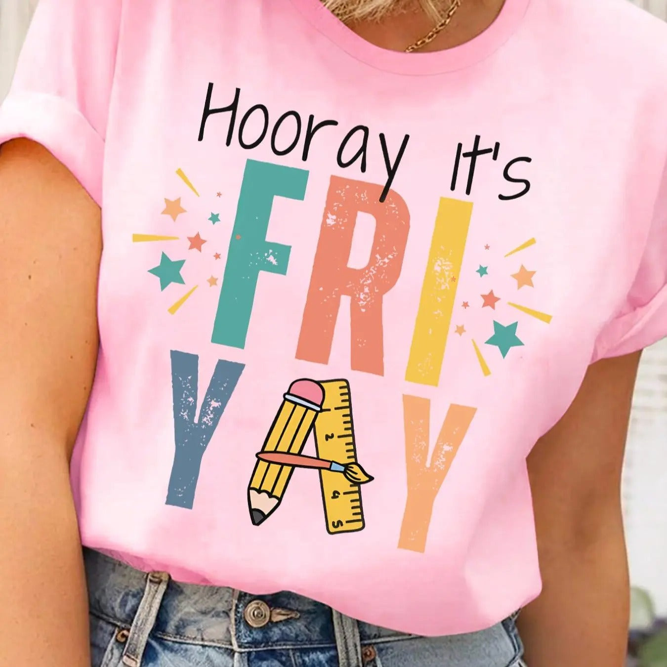 Women's Letter & Graphic Print Round Neck Tee, Trendy Casual Short Sleeve T-shirt for Daily Wear, Ladies All Seasons...