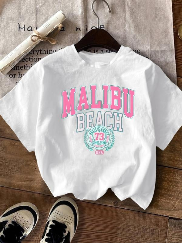 Women's Letter & Graphic Print Round Neck Tee, Vintage Trendy Casual Short Sleeve T-shirt For Daily Wear, Ladies Summer...