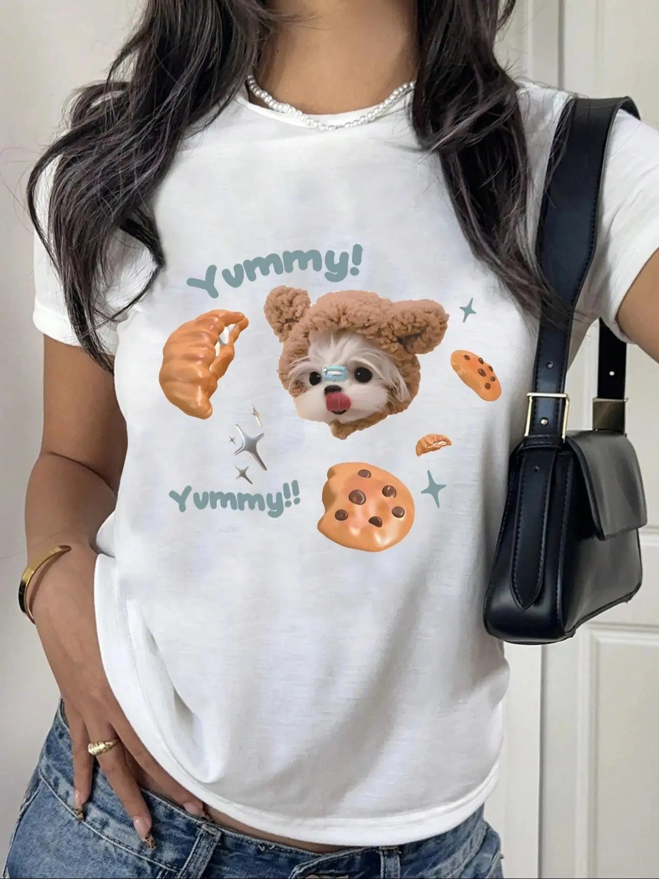 Women's Letter & Graphic Print Round Neck Tee, Vintage Trendy Casual Short Sleeve T-shirt for Daily Wear, Ladies Summer...