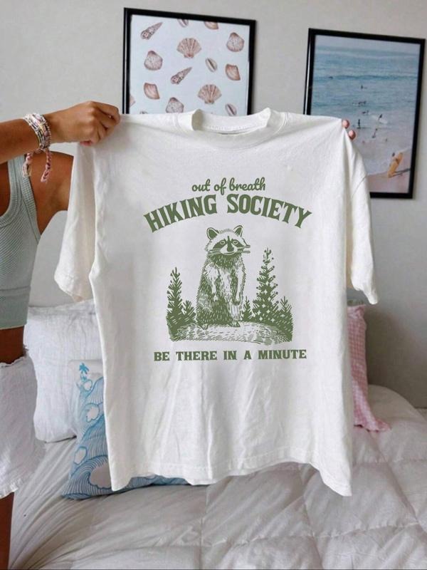 Women's Letter & Graphic Print Round Neck Tee, Vintage Trendy Casual Short Sleeve T-shirt for Daily Wear, Ladies Summer...
