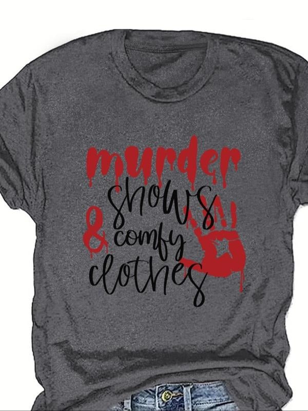 Women's Letter & Hand Print Round Neck Tee, Fashion Casual Crew Neck Short Sleeve T-Shirt for Daily Holiday Vacation...
