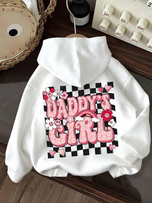Women's Letter & Heart Print Drop Shoulder Hoodie, Fashion Casual Drawstring Pocket Hooded Sweatshirt for Daily Holiday...