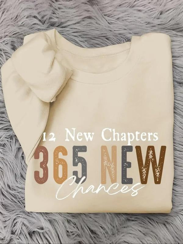 Women's Letter & Number Print Round Neck Pullover, Casual Long Sleeve Crew Neck Sweatshirt for Fall & Winter, Women's...
