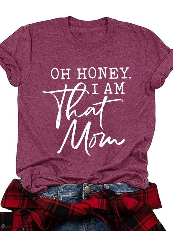 Women's Letter & Rainbow Stripe Print Round Neck Tee, Trendy Casual Short Sleeve T-shirt for Daily Wear, Ladies All...