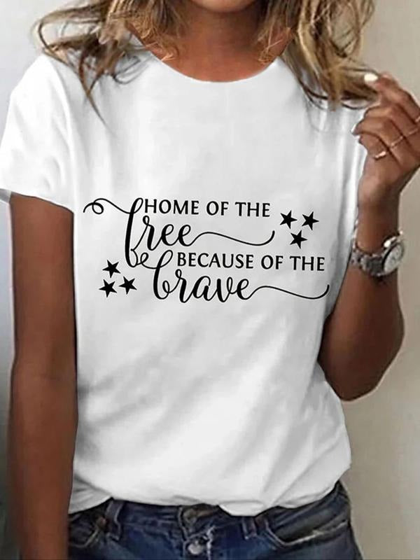 Women's Letter & Star Print Round Neck Graphic Tee, Vintage Trendy Casual Short Sleeve T-shirt for Daily Wear, Ladies...