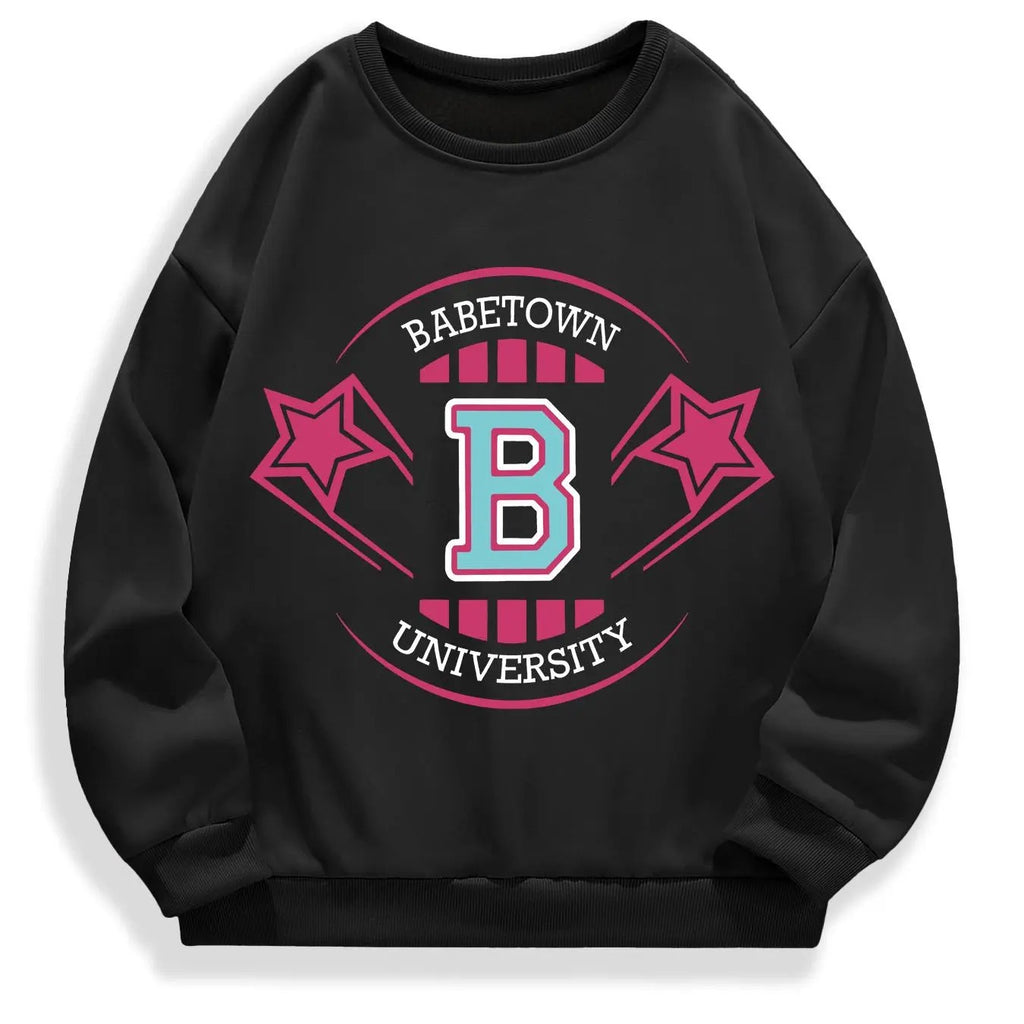 Women's Letter & Star Print Round Neck Pullover, Casual Long Sleeve Crew Neck Sweatshirt for Fall & Winter, Women's...