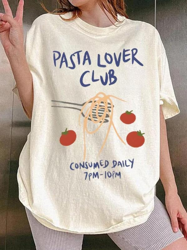 Women's Letter & Tomato Print Round Neck Tee, Vintage Trendy Casual Short Sleeve T-shirt for Daily Wear, Ladies Summer...
