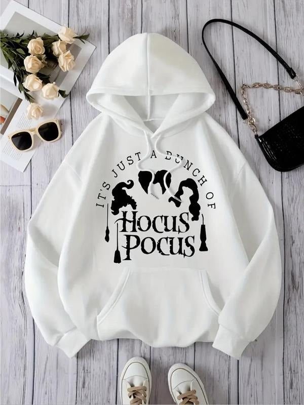Women's Letter Graphic Print Drawstring Pocket Hoodie, Casual Drop Shoulder Long Sleeve Hooded Sweatshirt, Ladies Fall &...